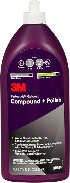 3M Perfect-It Gelcoat Compound + Polish 30344, 1 qt (32 fl oz/946 mL)