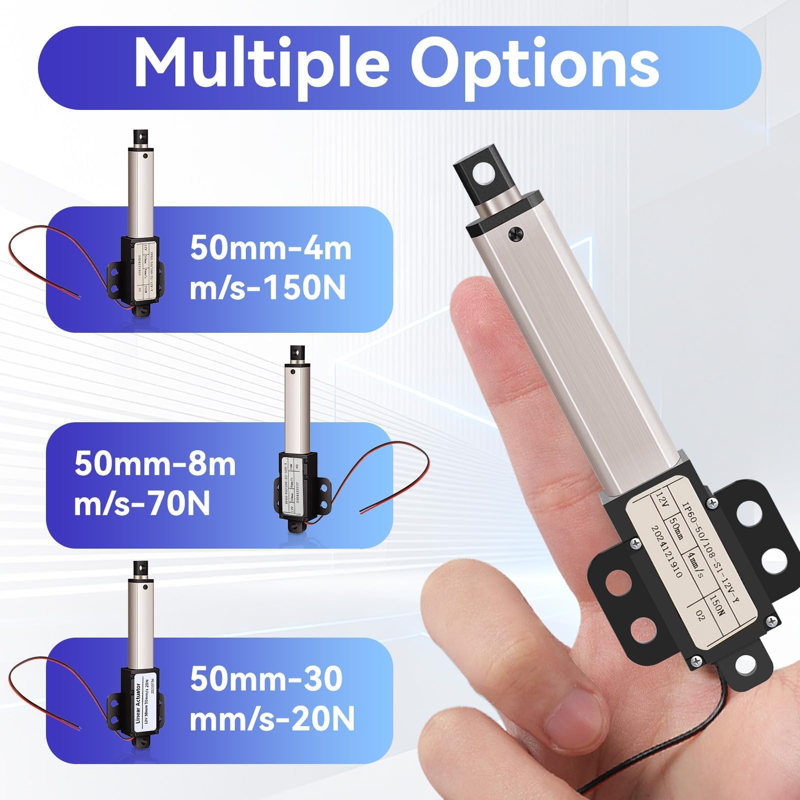 Attuatore Lineare, Attuatori Elettrici Movimento Lineare Alta Velocità, Attuatore Elettrico Movimento Lineare Per Automazione Domestica Robotica L'industria Automobilistica (Corsa 50mm-4mm/S-150n)