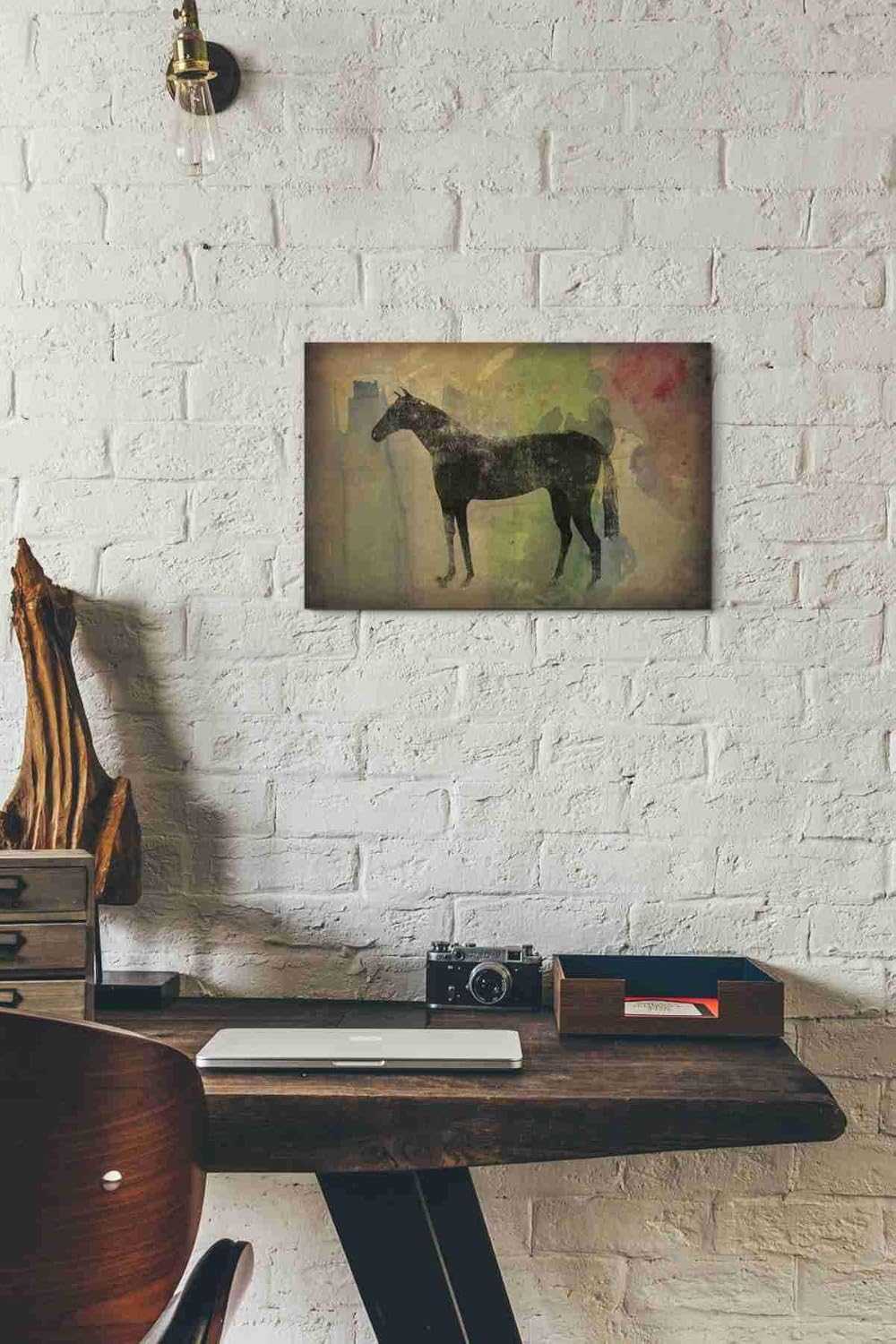 Epic Graffiti 'Cheval Noir v2' by Ryan Fowler, Canvas Wall Art, 18"x12"