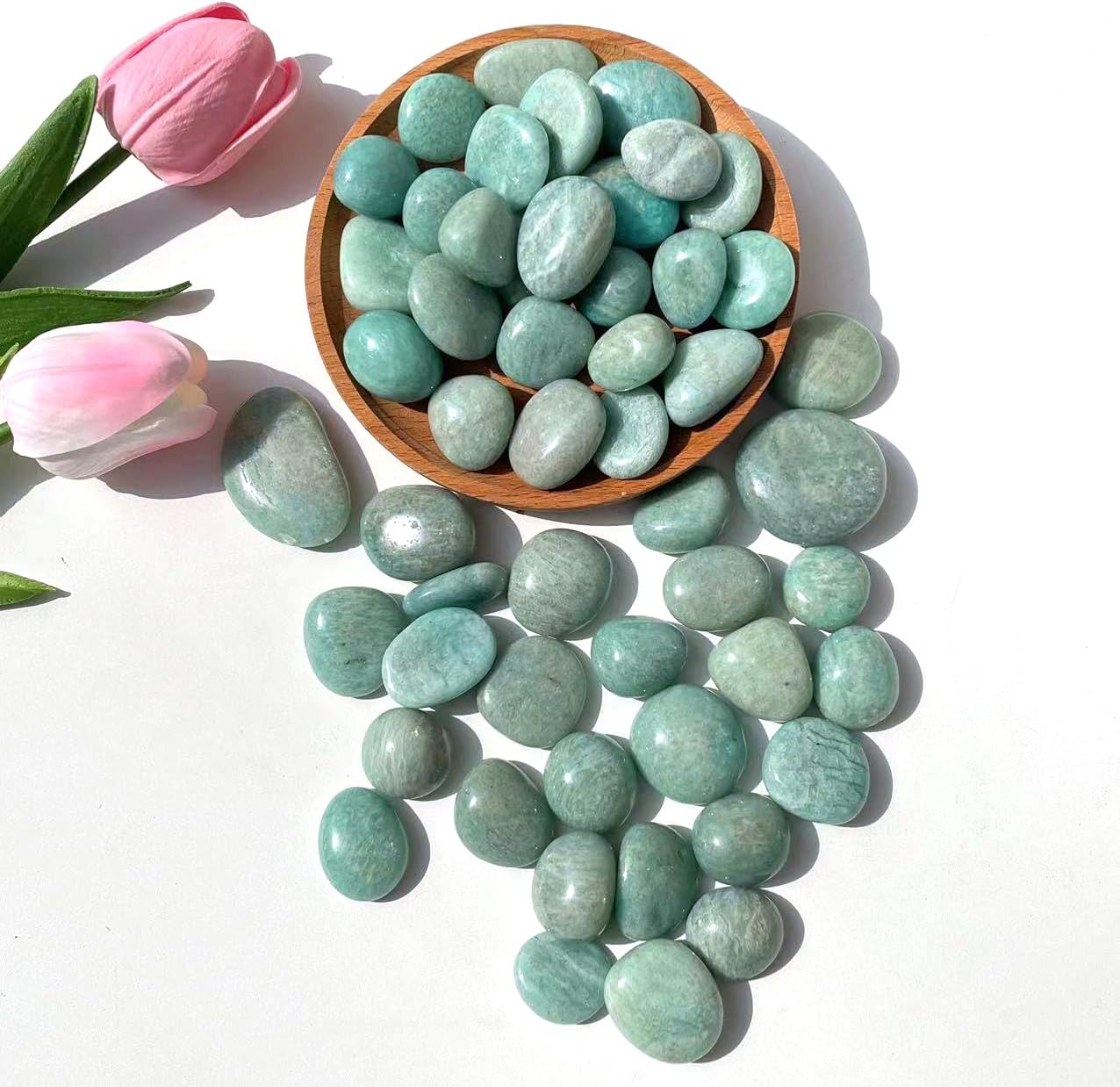 500g Natural Polished Gemstone Healing Crystals Amazonite Tumbled Stone for Decorative Fish Tank