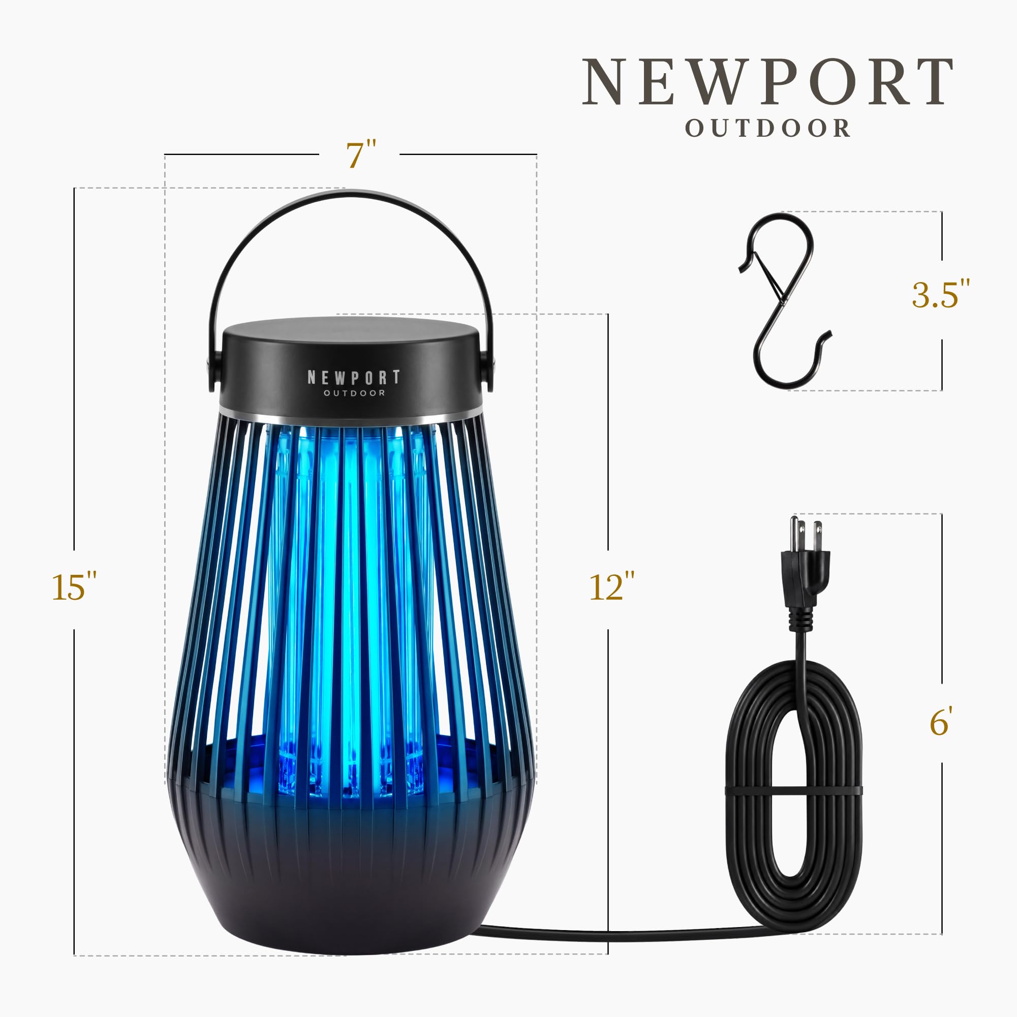 Bug Zapper Outdoor & Indoor Use Fly Zapper Moskito Zapper 4200V 3 Prong Plug in Electric Fly Zapper, Mückenvernichter, deckt 1/2 Acre ab, IPX4 wasserdicht, leicht zu reinigende Schale