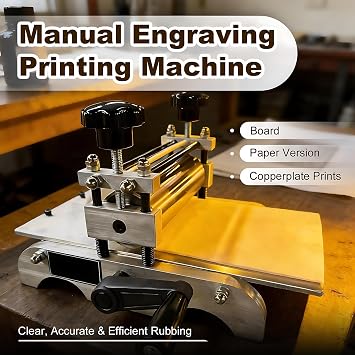 Manual Printmaking Press & Letterpress Machine Desktop Flat Press with Adjustable Pressure and Roller Control for Relief, Intaglio, and Block Printing