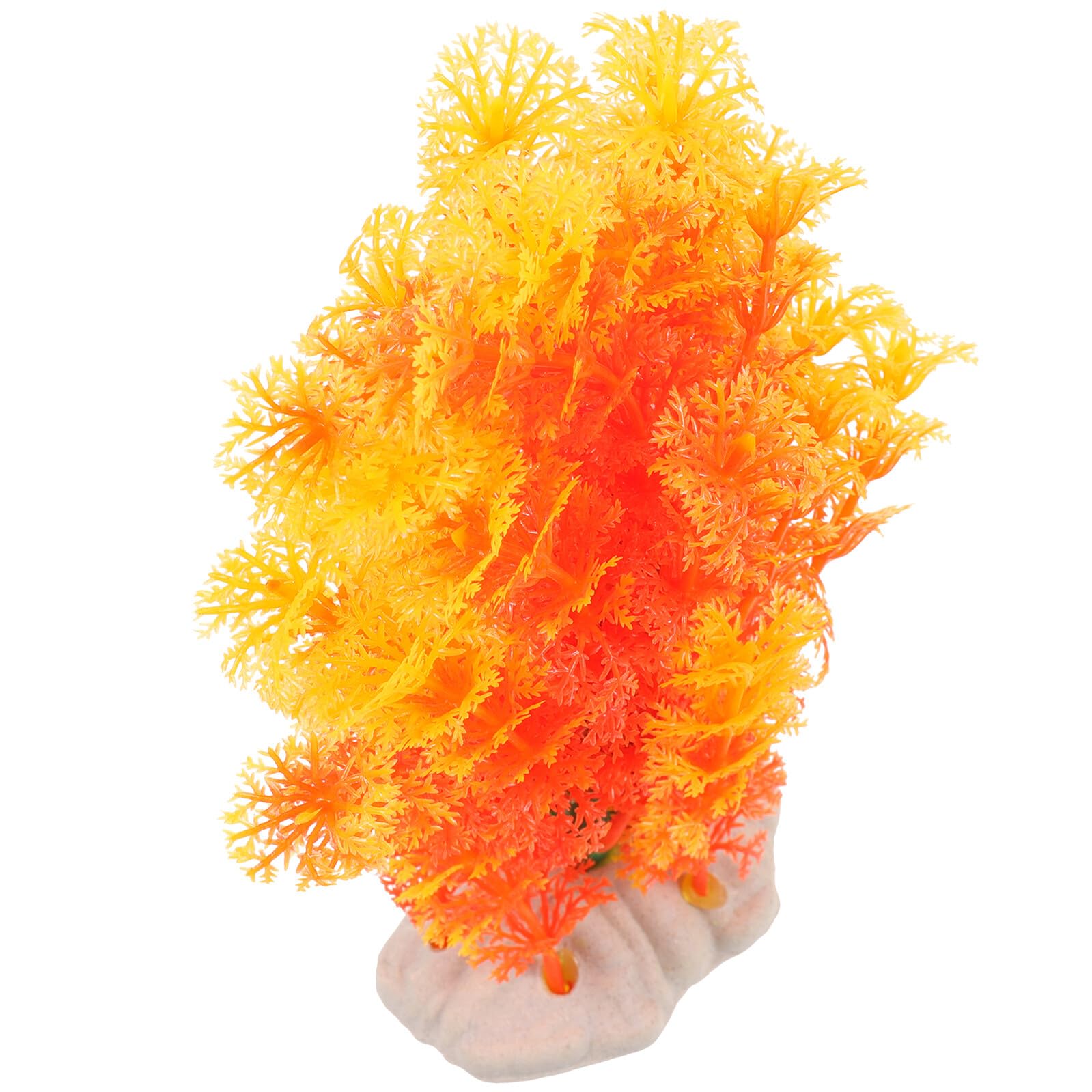 TEHAUX Realistic Aquarium Plant Fake Plastic Palm Tree 18cm with Base Decorative Desktop Fish Tank Decor for Aquatic
