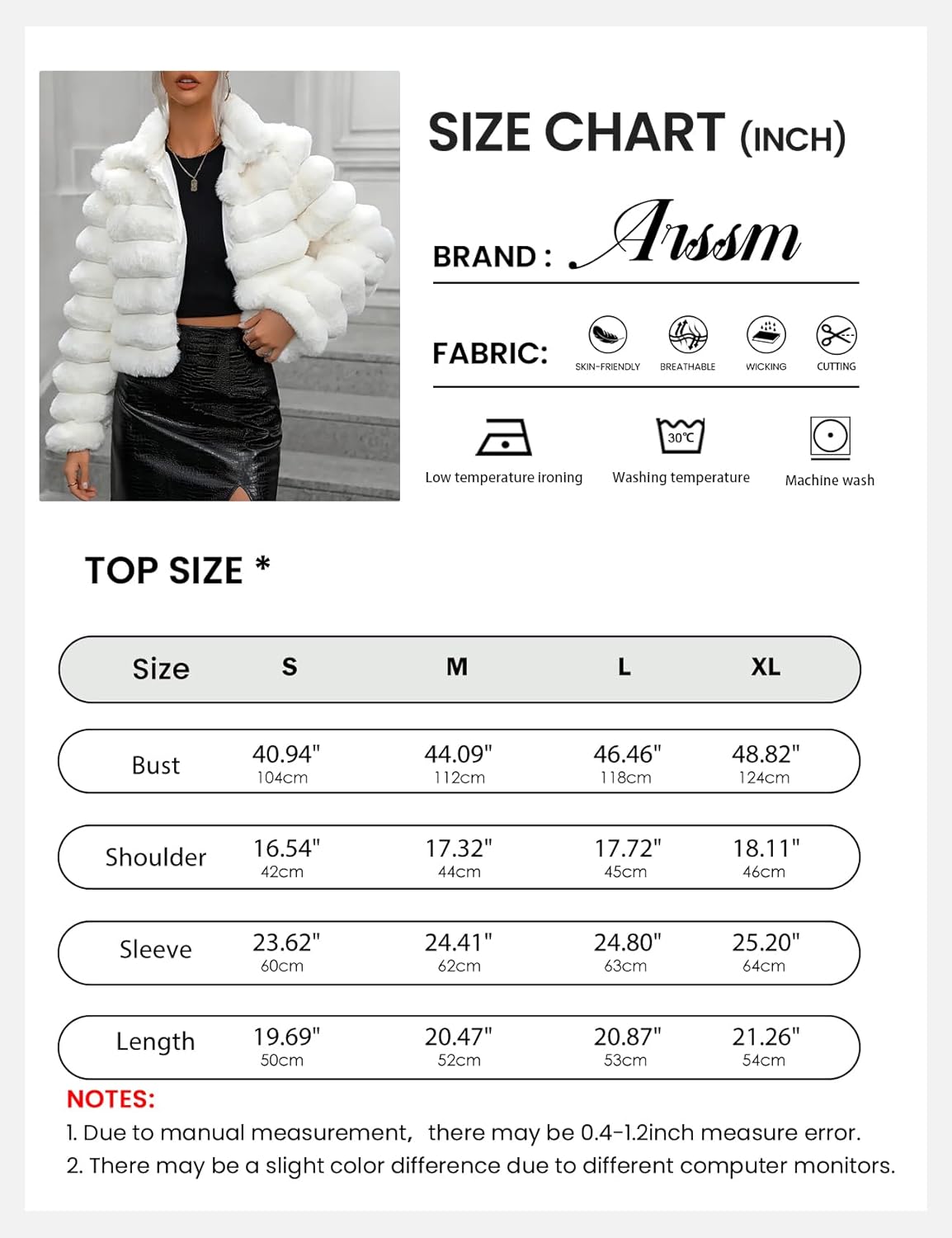 Arssm Womens Faux Fur Jacket Cropped Fluffy Long Sleeve Coat 2025 Winter Warm Shaggy Outwear - Image 7
