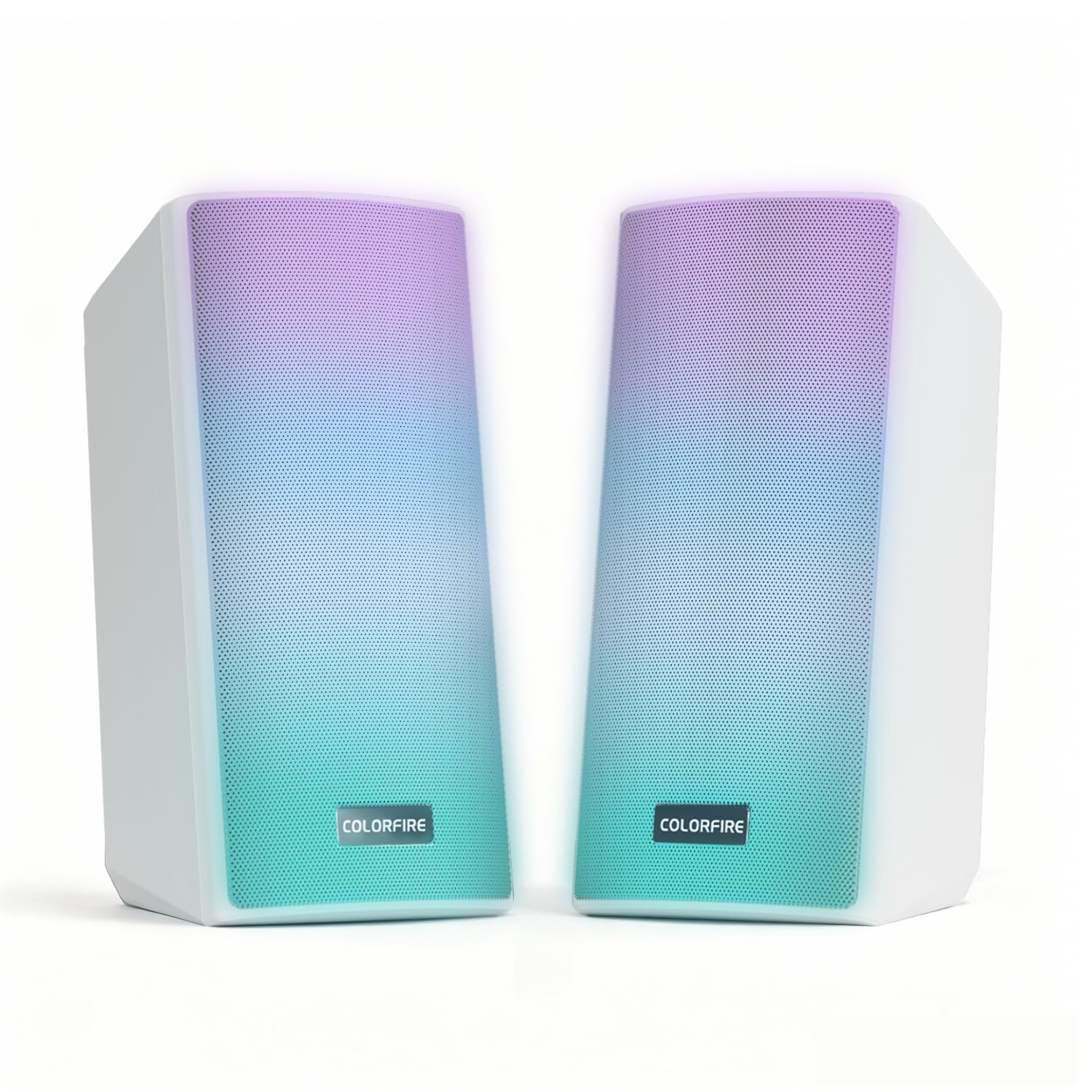 ColorFire Computer Speakers,PC Speakers with Neon Lighting,52mm Full-Range Sound,Supports, USB,TF Card Modes, 3.5mm Microphone Input,Headphone Output,for Desktop PC,Laptop,Tablet,White-image-37