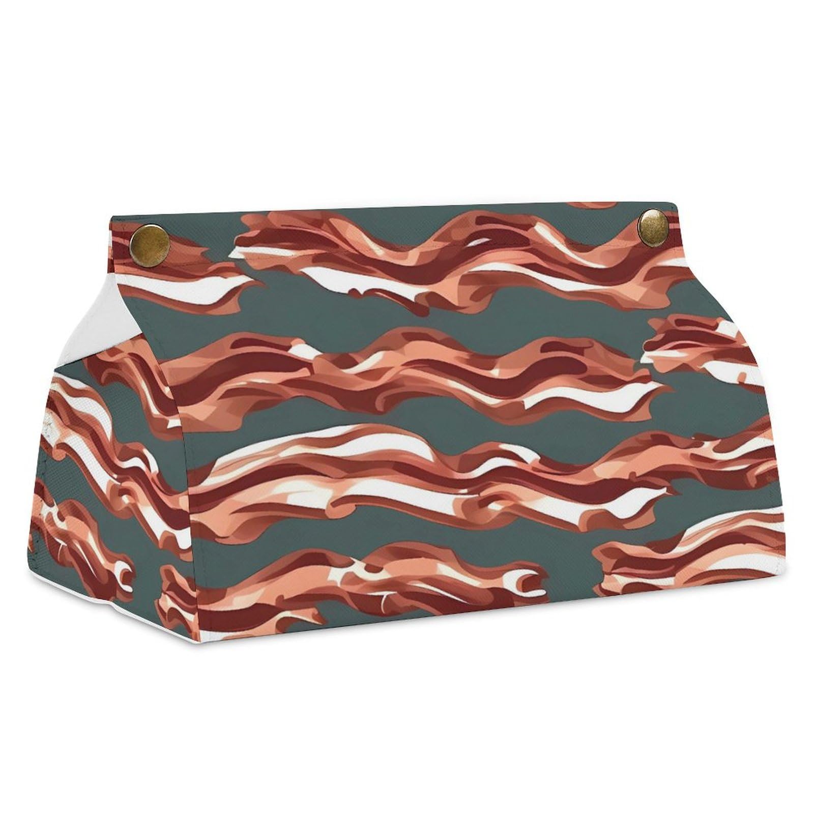 Boîte à mouchoirs en cuir imprimé bacon pour table de chevet et bureau