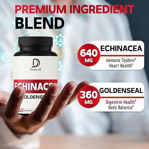 Miniatura 2 de Cápsulas de sello de oro de equinácea de 1000 mg - 240 unidades de suministro de 4 meses - Apoya el sistema inmunológico, el bienestar y la salud