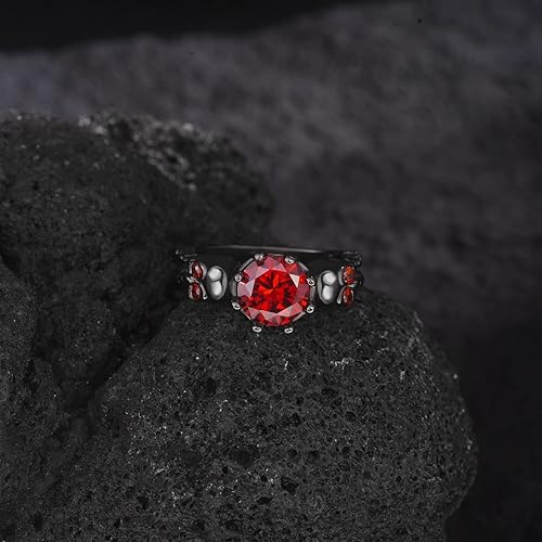 Miniatura 4 de Cool Black Gold Skull Statement Ring PurpleRed Cubic Zirconia emo Ring Gothic Band Rings Birthday Holiday Gifts Unique Vampire Ring Promise Rings