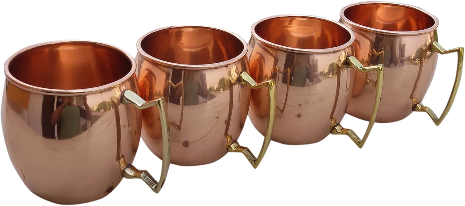 Moscow Mule Solid Copper Mug/Cup, 16 Ounce, Set of-4