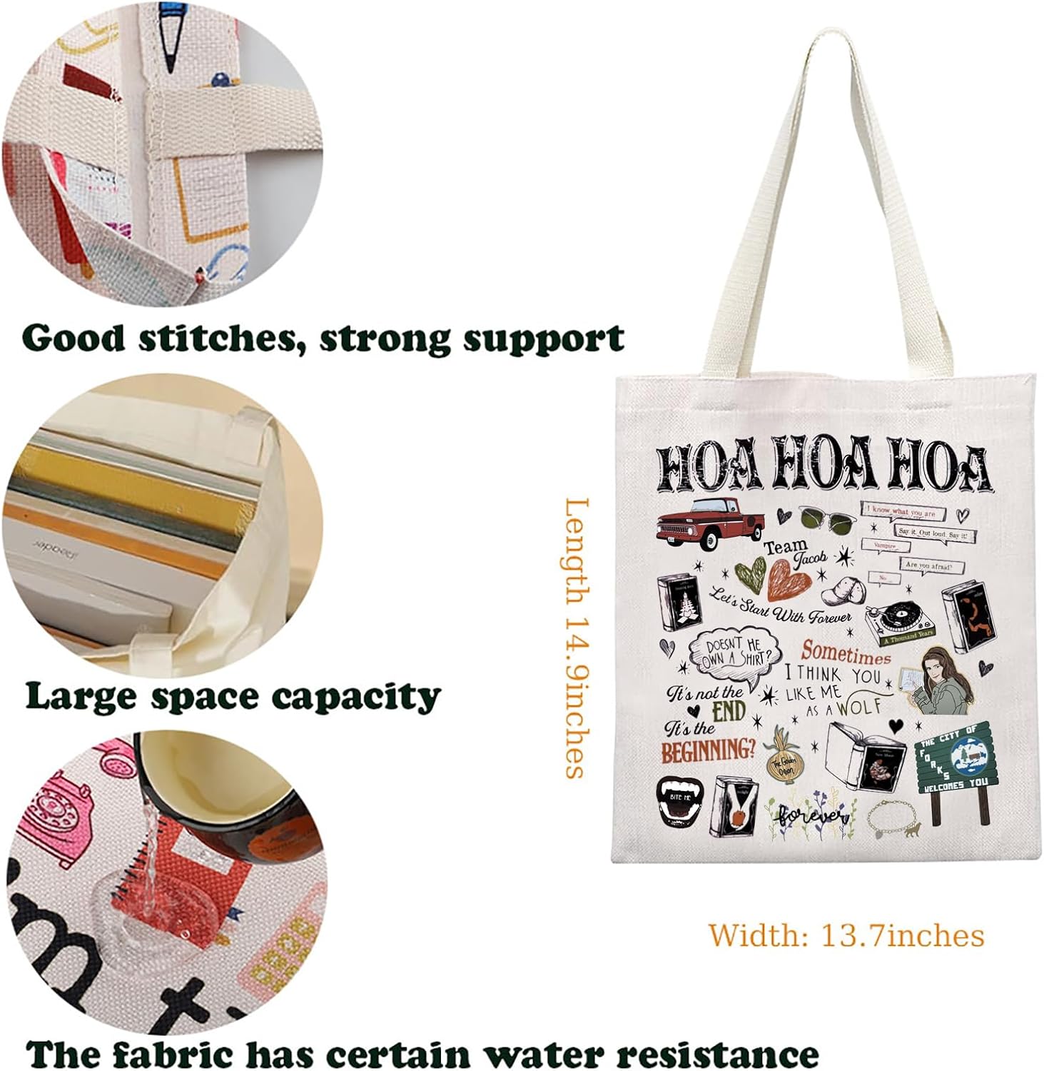 KUIYAI Vampire Movie Inspired Tote Bag Vampire Lovers Shoulder Bag HOA HOA Season Gift Vampires Fans Gift (HoaHoaToteS) - Image 4