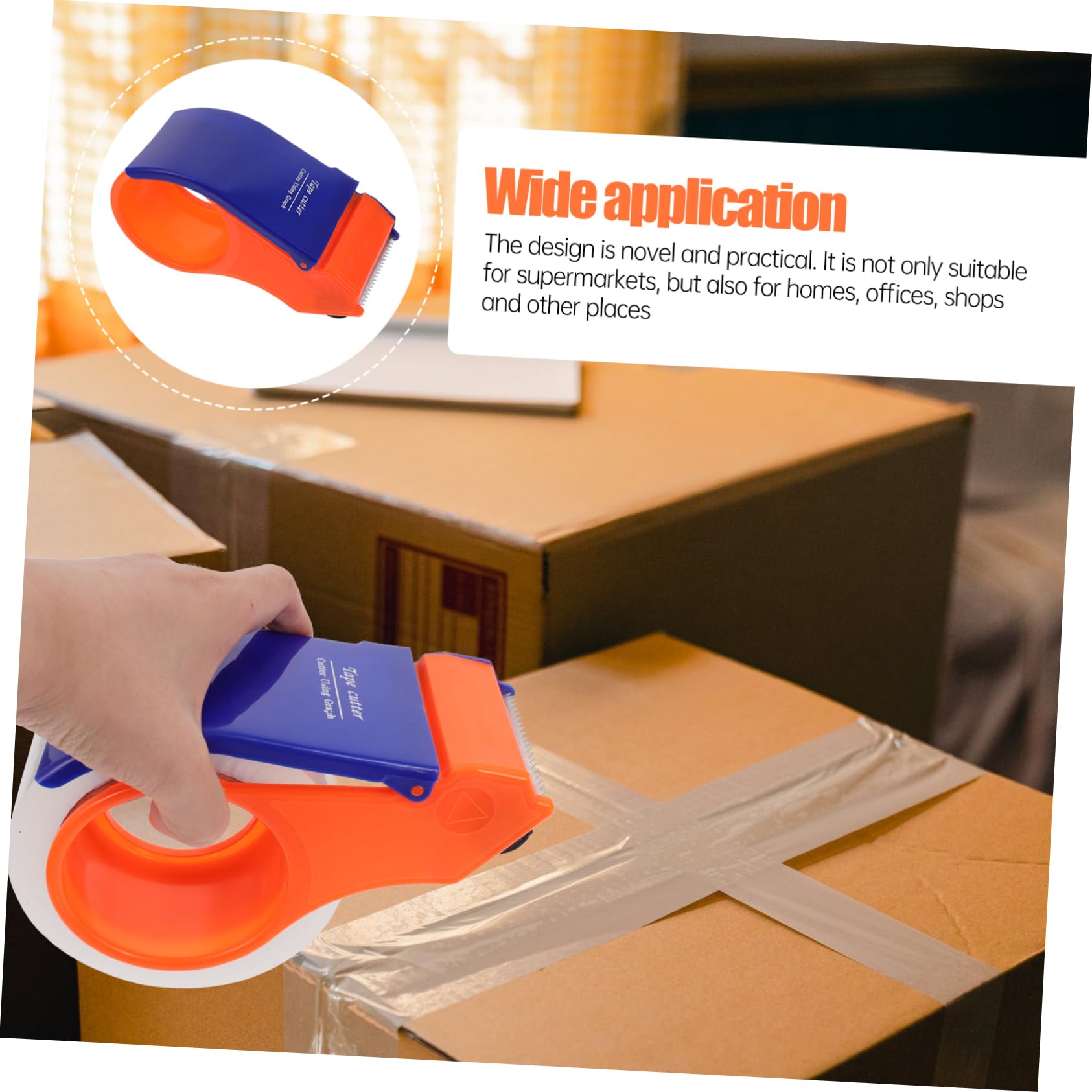 jojofuny 2 Set Dispenser Nastro Adesivo Manuale Con Taglierina Antiscivolo Per Imballaggi Ufficio E Casa E Riutilizzabile 3 Pezzi * 2
