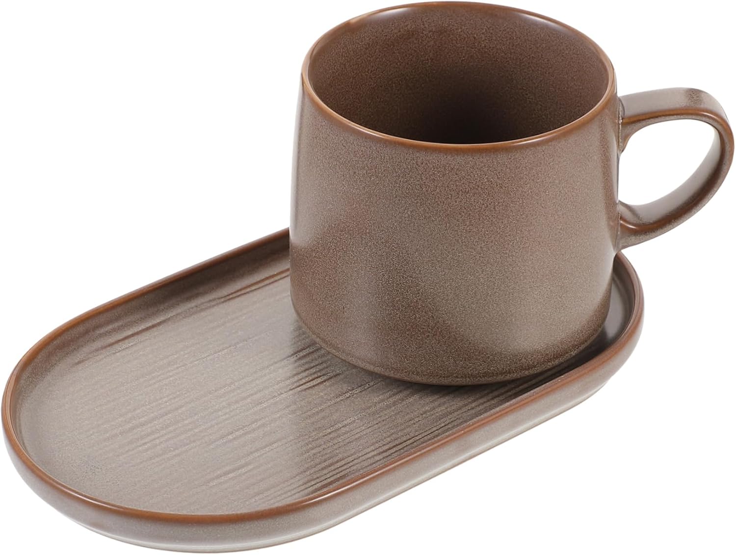 1 Set Ceramic Breakfast Mug with Saucer Multi Functional Desktop Coffee Cup for Home Use Elegant Deep Design for Enjoying Beverages at Office Breakfast Table