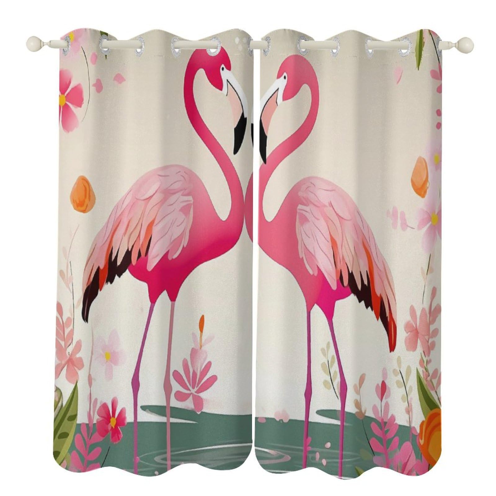 Rideaux occultants pour chambre et salon à motif floral exotique 132x183cm