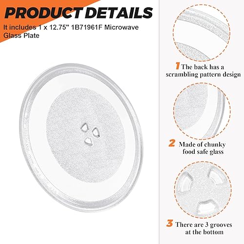 Miniatura 9 de Beaquicy - Bandeja de vidrio para plato giratorio de microondas de 14 18 pulgadas, repuesto de placa de microondas de 14 18 pulgadas para microondas
