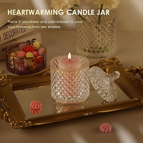 Miniatura 73 de Tarro de caramelo rosa, plato de cristal para dulces con tapa, tarros de cristal con tapas, joyero con tapas, tarro de vidrio decorativo, regalos