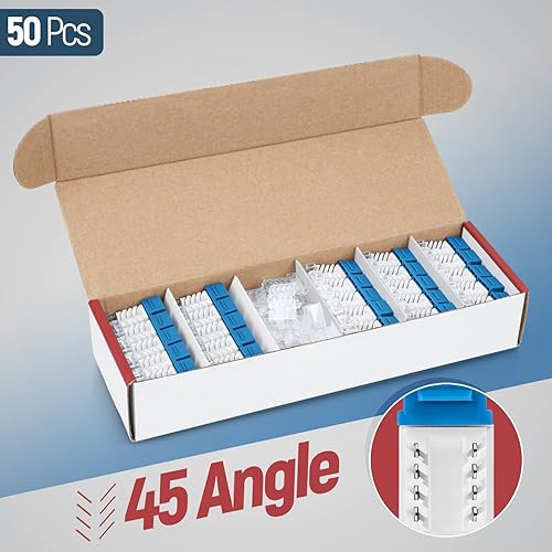 Miniatura 284 de Everest - Paquete de 50 conectores Keystone RJ45 Cat6 en ángulo de 45°, color blanco, conectores RJ45 hembra de perfil delgado, conector Keystone
