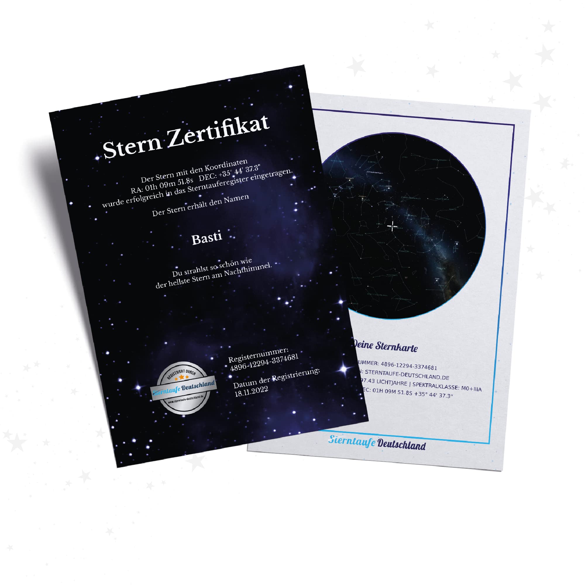 Sterntaufe - Emotionales Trauergeschenk & Andenken: Taufen Sie einen Stern in Gedenken - Inkl. Zertifikat, Sternkarte & App