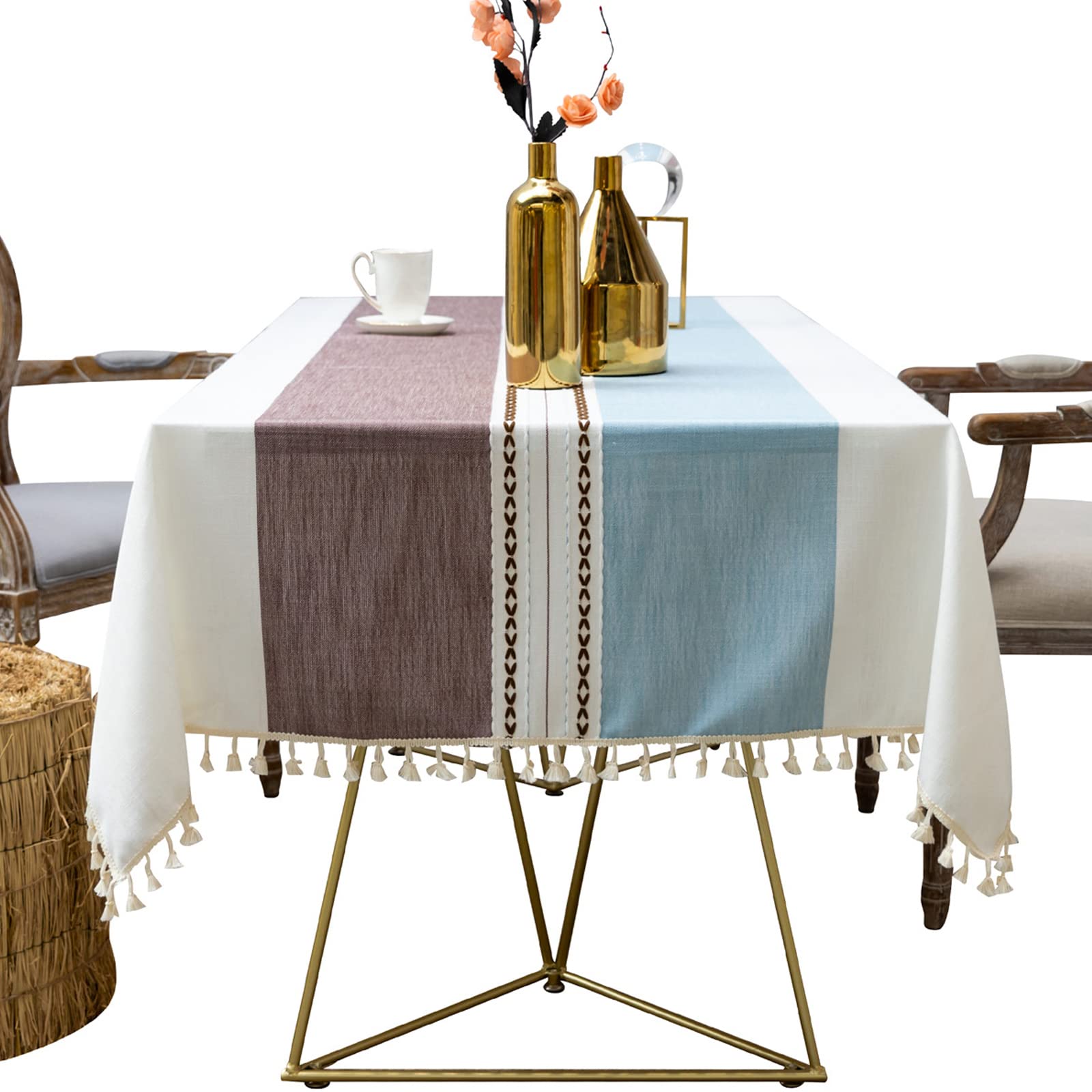 Nappe à rayures pour cuisine et salle à manger chaleureuse