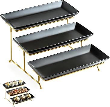 LYEOBOH 3 Tier Serving Bowls Set and Tiered Serving Tray Stand Serving Dishes for Entertaining