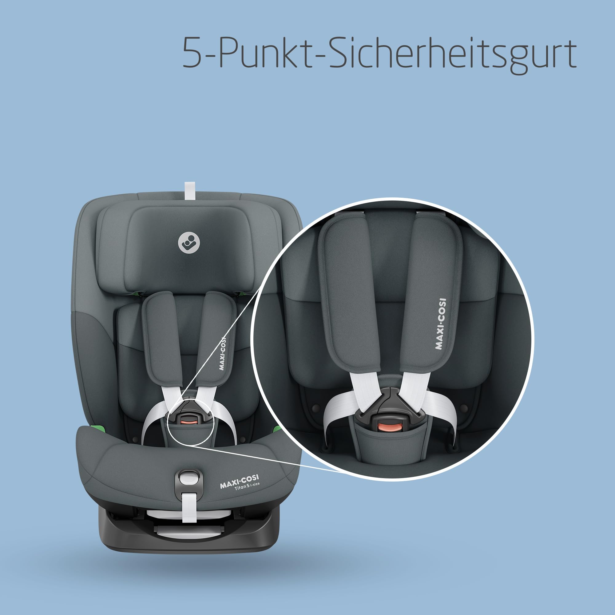 Maxi-Cosi Titan S i-Size Child Car Seat 15 months-12 years 76-150cm ISOFIX 5 Recline Positions G-CELL Protection 5-Point Safety Harness Tonal Graphite