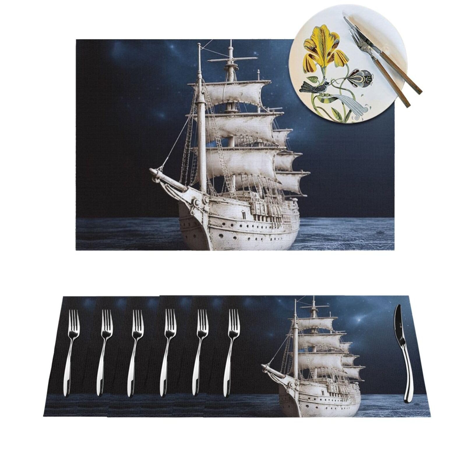Set de table tissé vintage blanc style marin chic pour décoration de cuisine - Pack 6