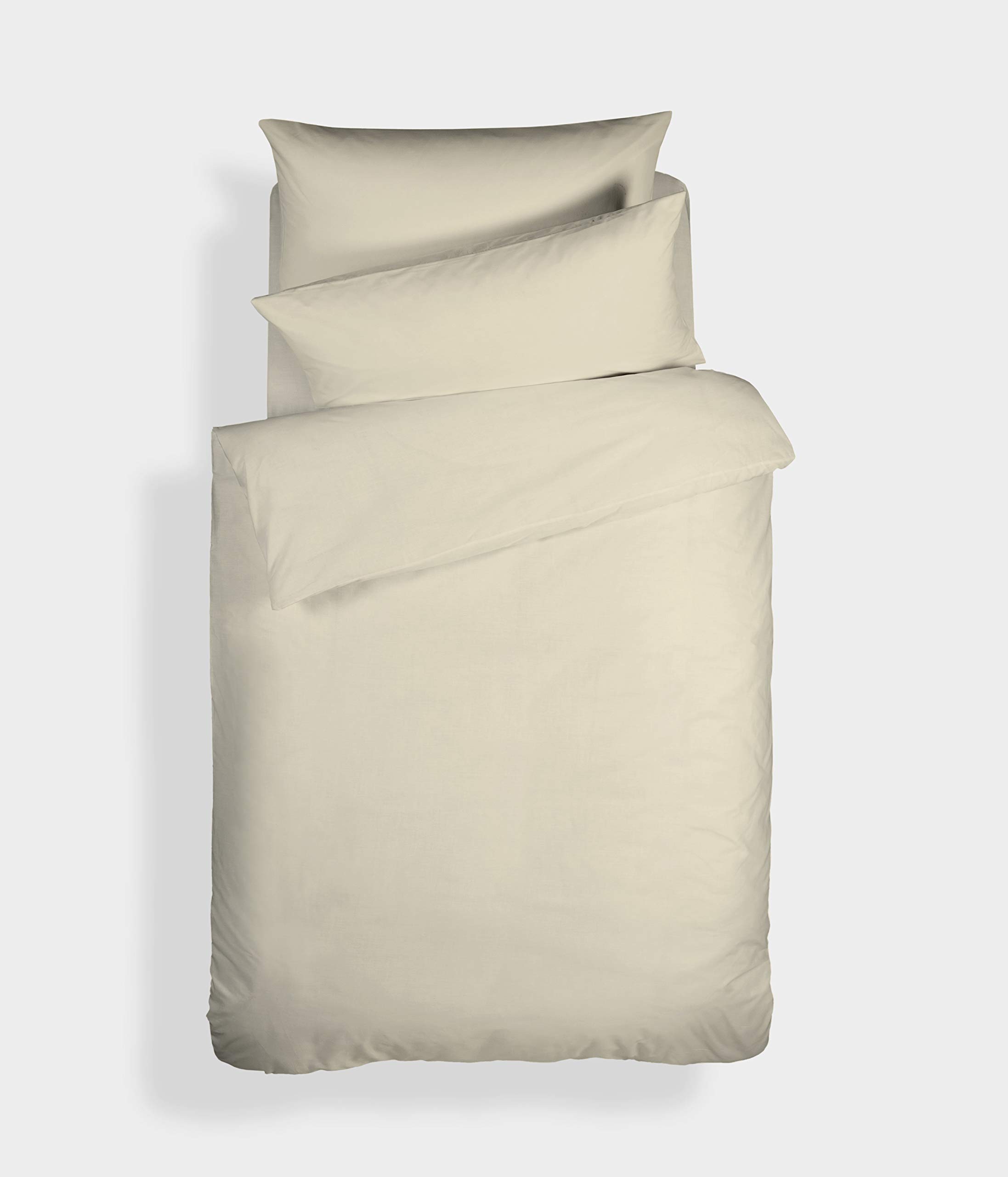 Bianca Plain Dyed Cream Duvet Cover Set for 135 cm Bed 100% Cotton Percale