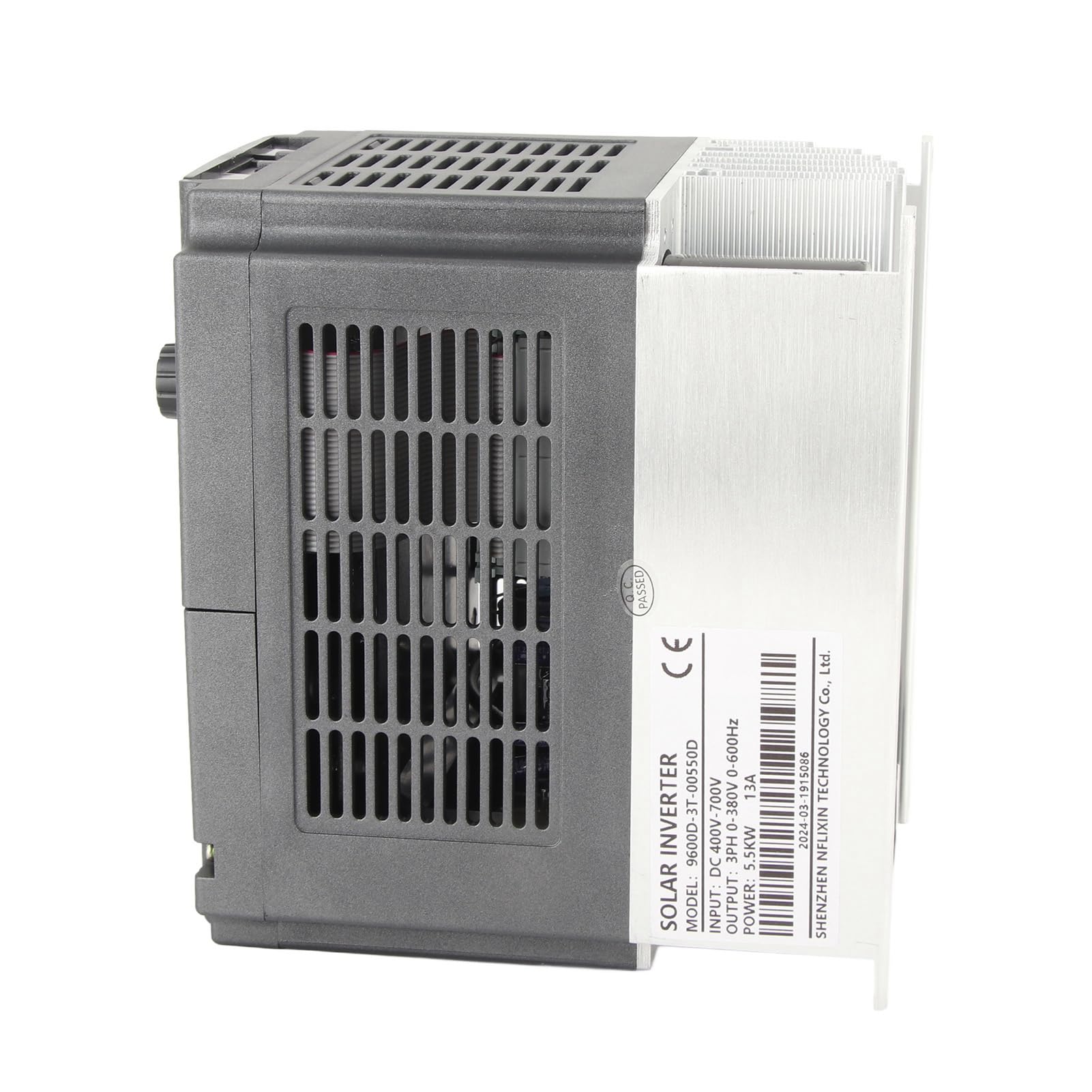 FTVOGUE NFLIXIN Azionamento a Frequenza Variabile Solare Fotovoltaico, Inverter VFD in Alluminio ABS 5,5KW 380V, Ingresso DC400-700V Uscita Trifase, per Controllo Elettrico Motore Monofase