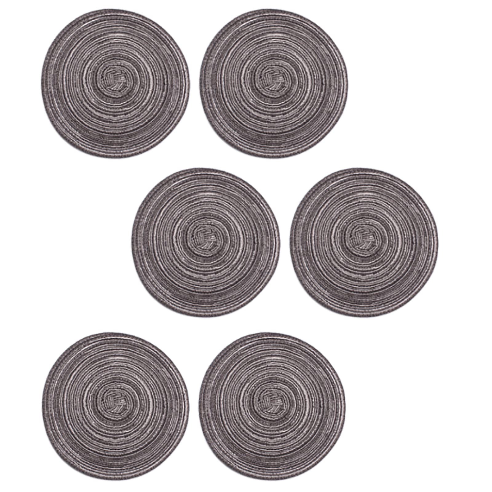 Sets de table ronds coton tressé anti rayures pour repas de 6