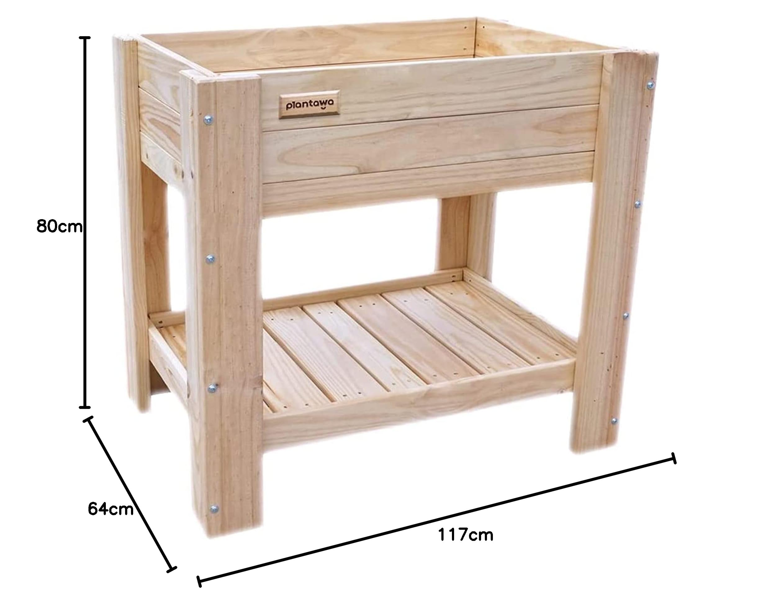 PLANTAWA Mesa de Cultivo, Mesa Rectangular, Mesa de Madera para Huerto Urbano, 80 x 64 x 117 cm, Jardinera Exterior para Terraza Jardín Monta tu Huerto Grande