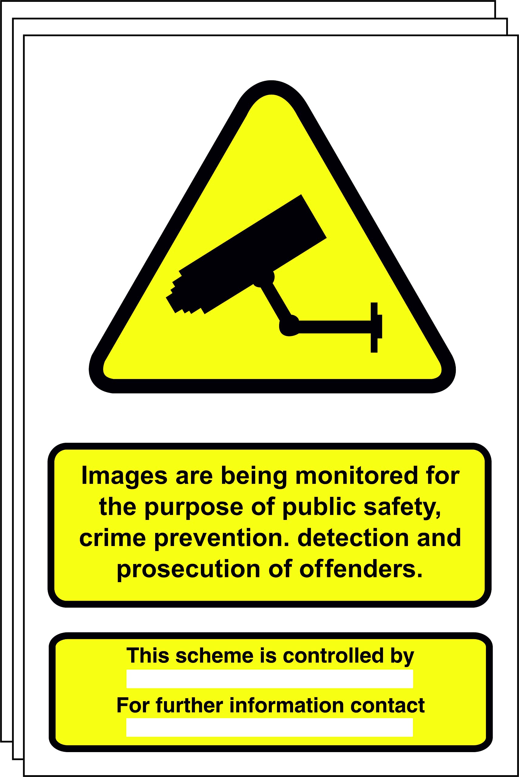 PACK OF TEN - DATA COMPLIANT CCTV SIGNS - SIZE A4 RIGID PVC - SCREEN PRINTED BY PROFILE SIGNS (3), Yellow, 300 x 200 mm