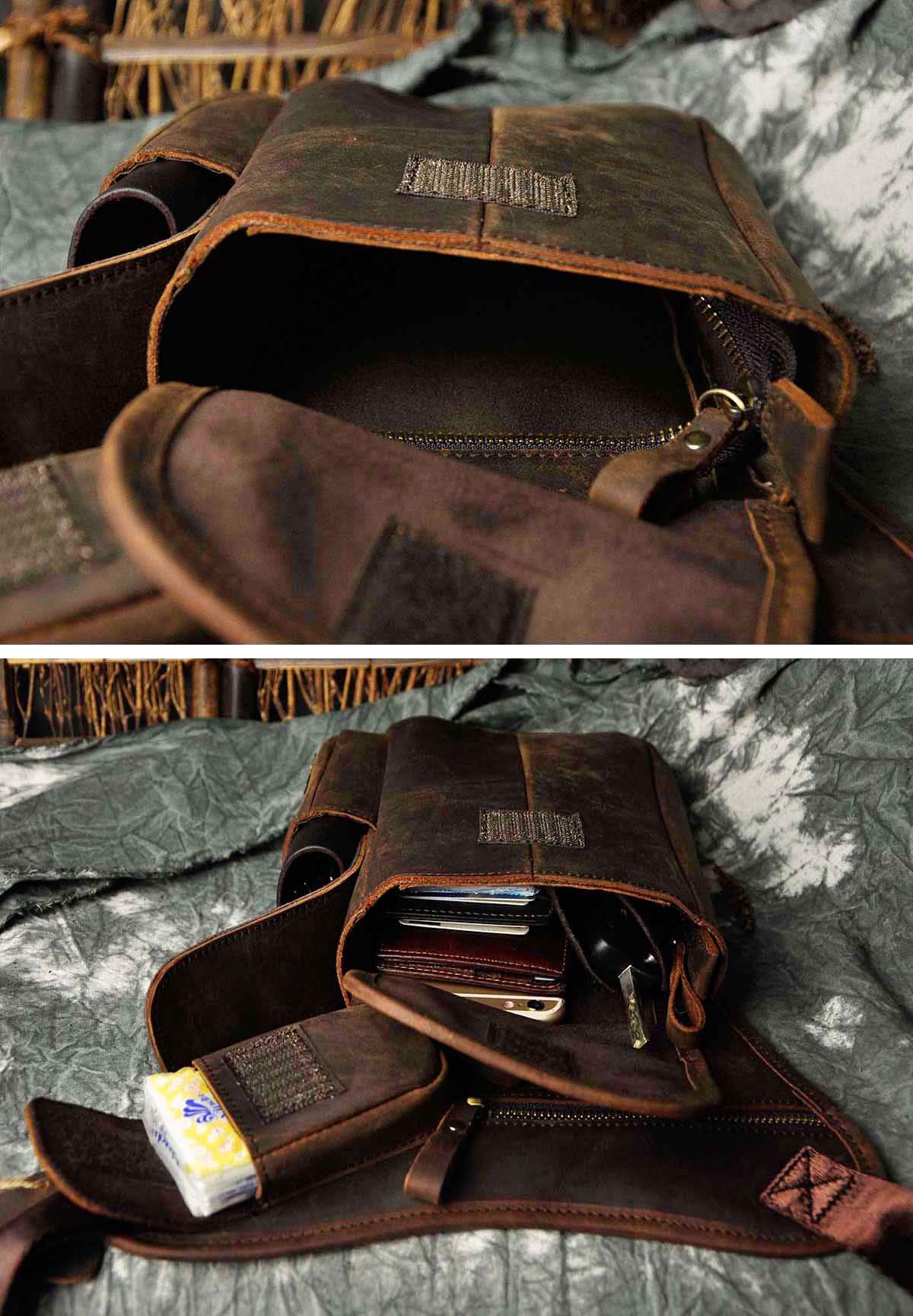 Le'aokuu Hombres Cuero Genuino Bolso Cintura Bolsa de Pierna Bolsa para Hombres Bolso Multifuncional Militar Táctico Moto Bicicleta Senderismo Deportes Camping Montar 3106