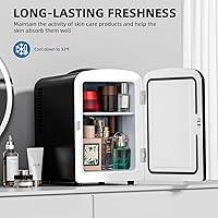 Vista 6 de Compact Refrigerator, Portable Mini Fridge, Skin Care 4L Capacity/6 Cans, for Bedroom, Car, Office & Dorm, Small Cooler for Cosmetics, Beverage and