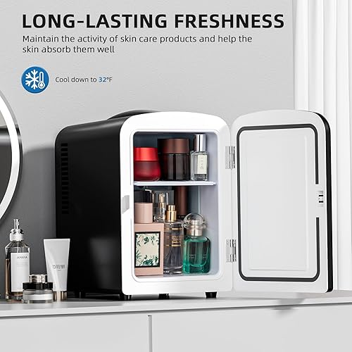 Miniatura 6 de Refrigerador compacto, mini refrigerador portátil, cuidado de la piel, capacidad de 4 litros6 latas, para dormitorio, automóvil, oficina y