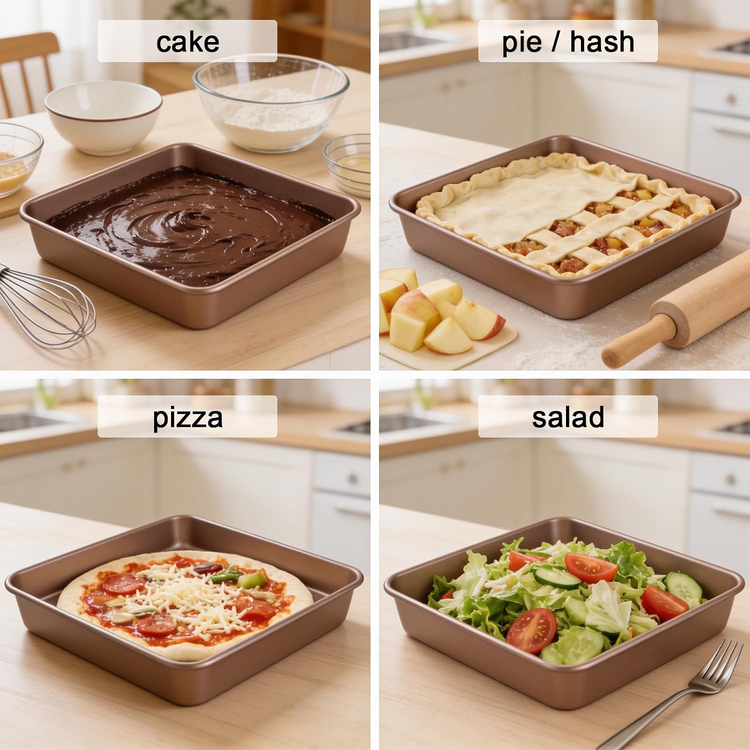 3 Pack Nonstick Deep Baking Sheet Pans, 11x9x2 Inch Stainless Steel Cookie Sheets Brownie Cake Pan, Heavy Duty Stackable Bread Pan Bakeware Trays for Oven Toaster, Easy Clean & Food Safe