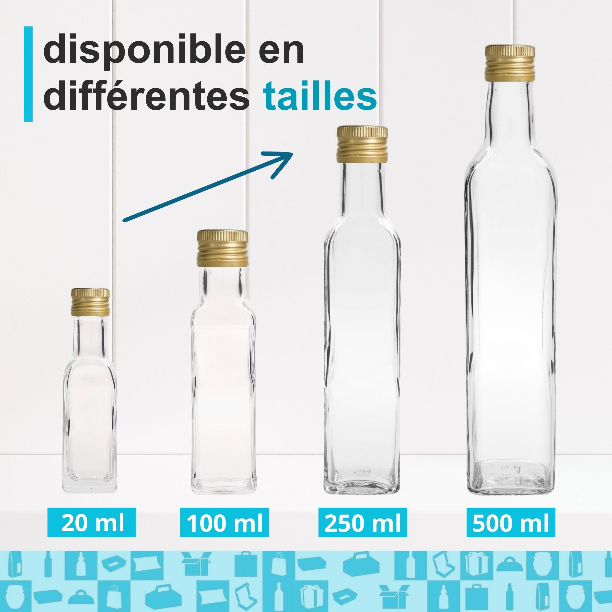 Espirito Rebelde Lot de 20 bouteilles carrées 250 ml avec couvercles Bouteilles d'huile et de vinaigre