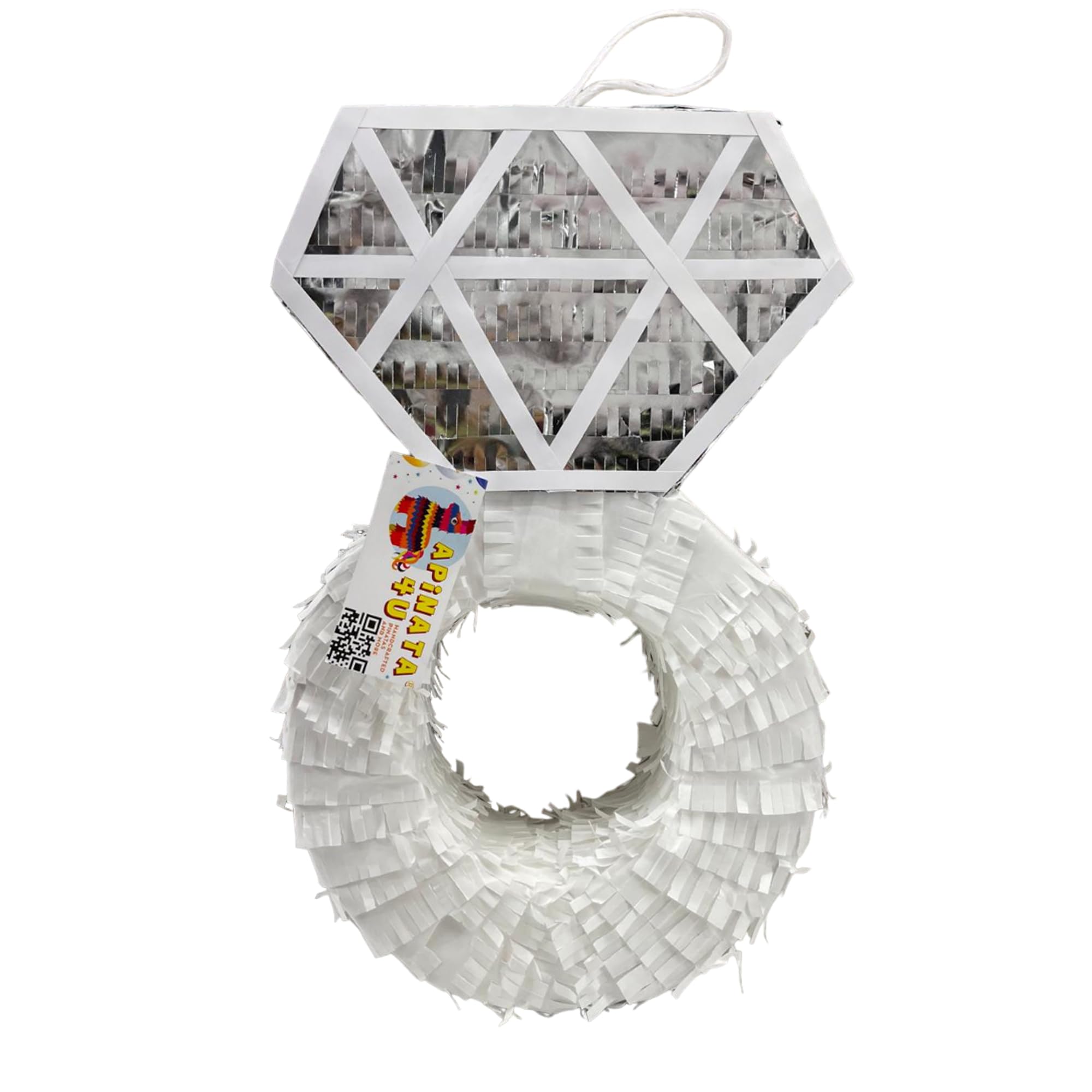 APINATA4U Diamond Ring Pinata, Sparkly Ring Design, Silver Color Bride to Be Wedding Pinata, Bachelorette Supplies & Decoration, Anniversary Party