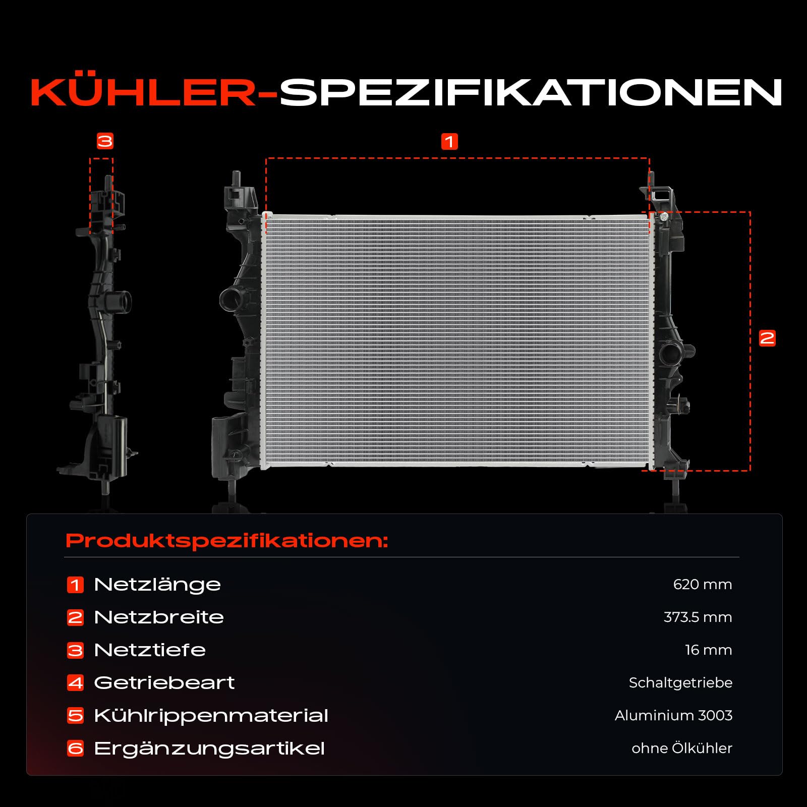 Frankberg Kühler Wasserkühler Motorkühler Schaltgetriebe 13486482