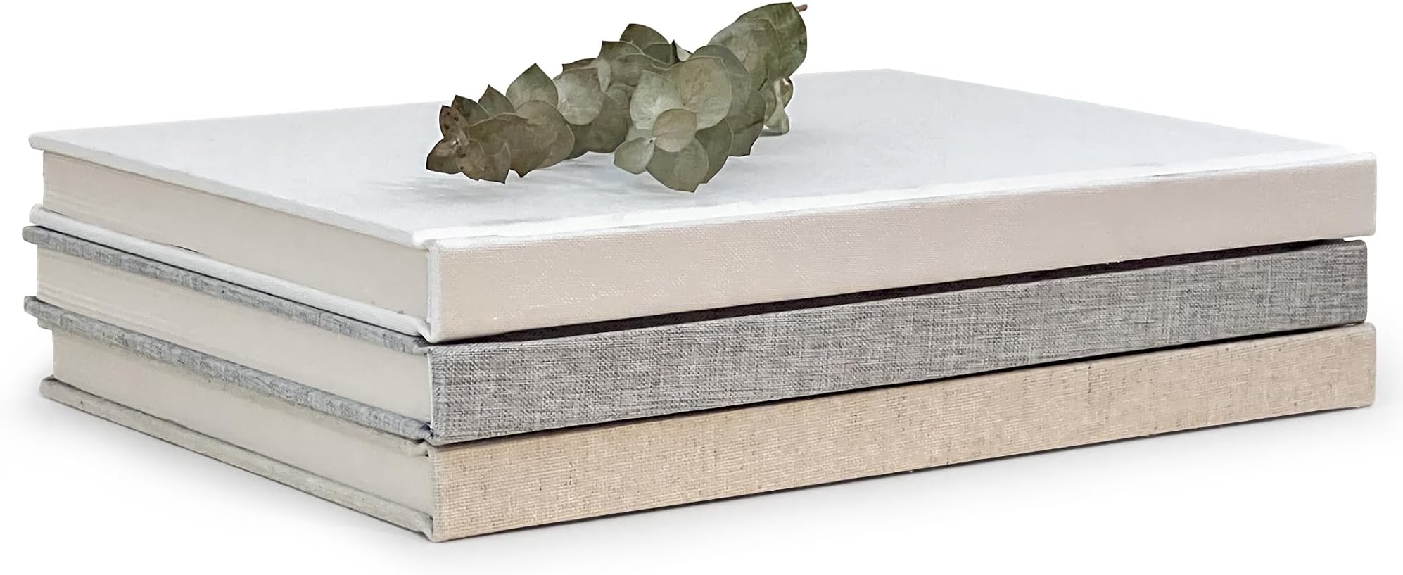 Decorative Linen Book Set โ Set of 3 Extra Large Real Books | Coffee Table & Shelf Mantle Decor | Modern Home Decoration | Guest Book Journals