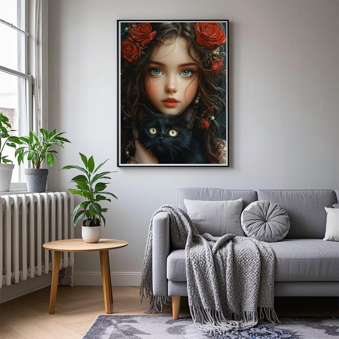 Diamond Painting XXL Mädchen für Bastelset Kinder ab 6 Jahre, Diamond Painting Katze, 5D DIY Diamant Malerei Bilder Stickerei Set, Dimond Kristall Handwerk Geschenke für Zuhause Deko 70x90cm S-243