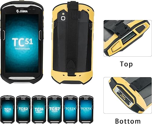 Miniatura 3 de Funda protectora para parachoques con correa de mano para Zebra TC51 TC510K TC52 TC56 TC57 (negro+amarillo)