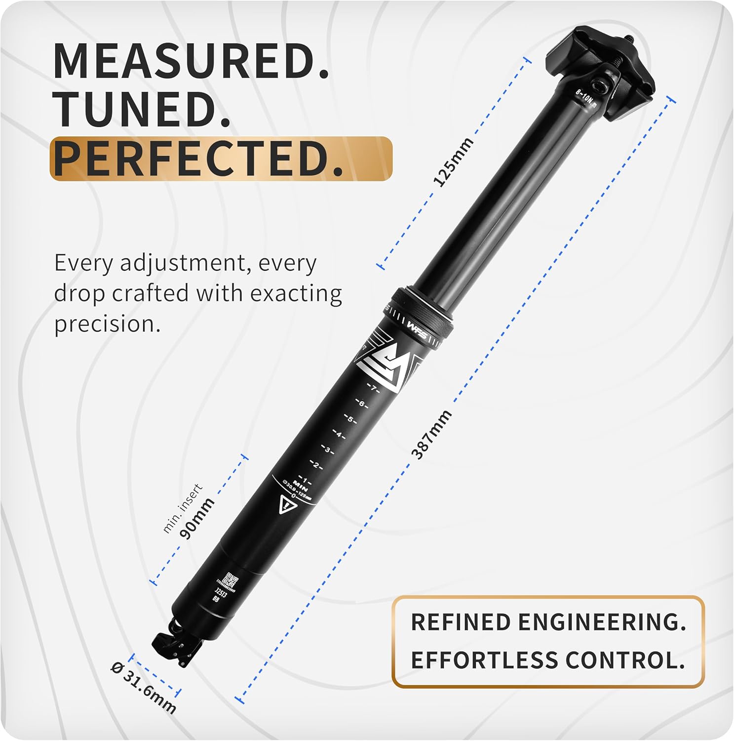 WFS Orvane Internal Routing MTB Dropper Post Kit w/ Tool-Less Travel Adjust & Adjustable Air Cartridge - 30.9/31.6/34.9mm, Lightweight Aluminum Seatpost w/ Lever Cable for Mountain/ Road Bikes, Black