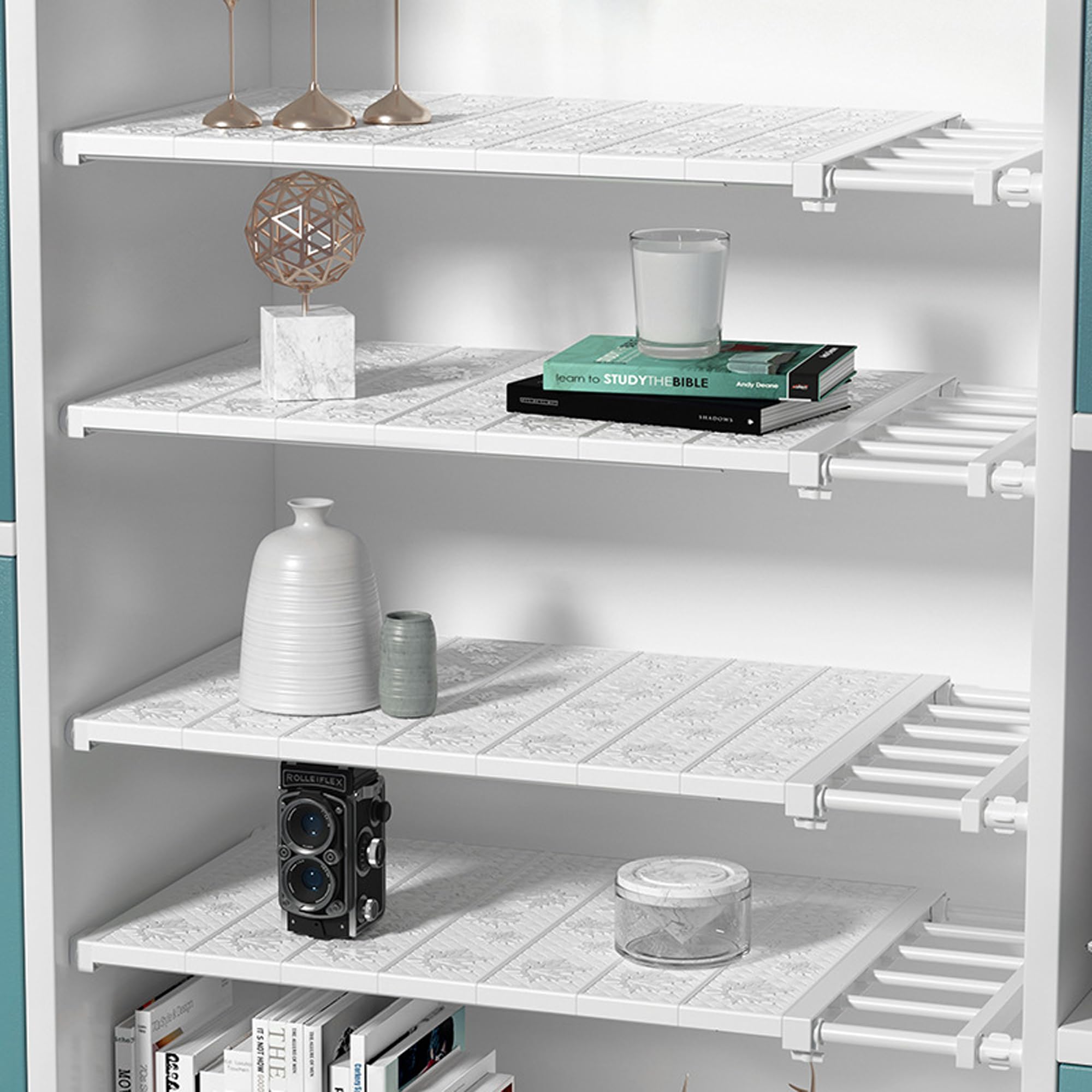 SUQ 1 x separatore estensibile, per scaffale regolabile, armadi telescopici, organizer per armadio, mensola per cucina, armadio libreria (24 cm, 38~60 cm)