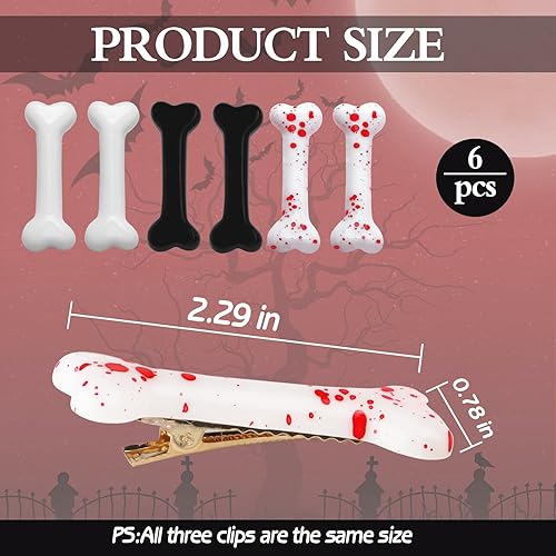 Miniatura 2 de 6 pinzas para el pelo de calavera de Halloween, pinzas para el pelo de esqueleto para horquillas, disfraces, accesorios decorativos para el cabello