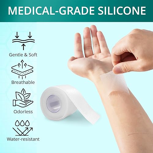 Miniatura 4 de Hojas de cicatriz de silicona para cicatrices quirúrgicas cinta de silicona transparente (rollo de 1.6 x 60 pulgadas, rollo de 4.9 ft) para cesárea,