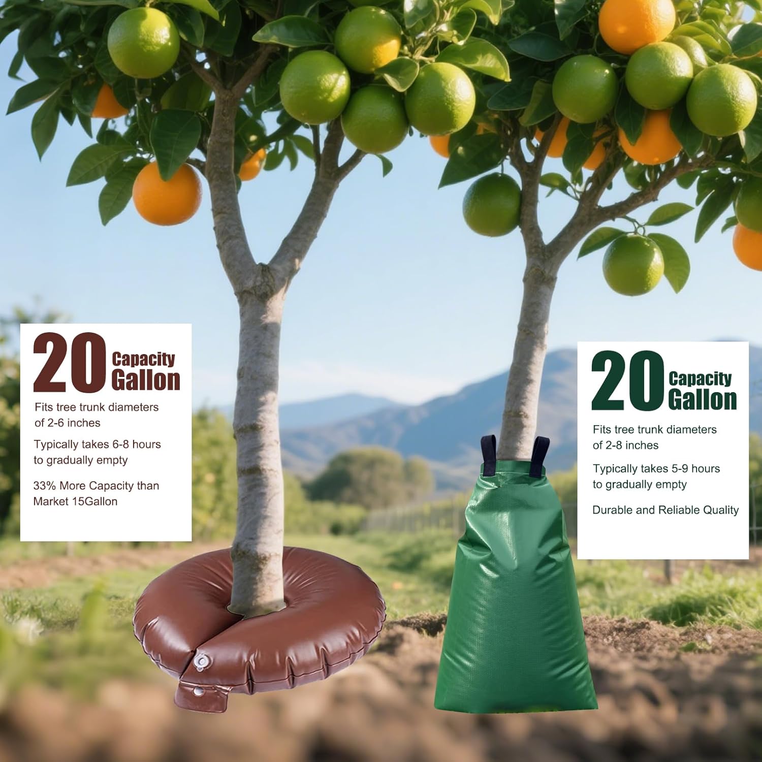 4 Pack Tree Watering Bags Slow Release, 20 Gallon Tree Watering Ring Bag, Reusable Drip Irrigation Water Pouch Automatic Drip System, Heavy Duty Watering System for Planting Gardening and Shrubs