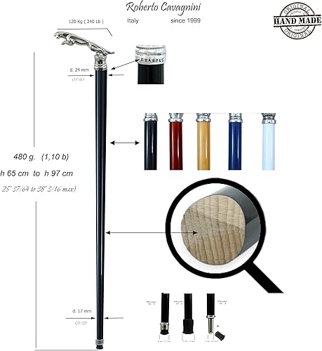 Miniatura 8 de HandMade Italy - Bastón para hombre, bastón de madera negro, bastón para personas mayores, bastón de madera personalizado para hombres, bastón de