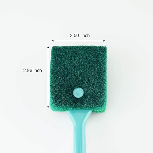 3 PCS Double-Sided AOODOOM Aquarium Fish Tank Algae Cleaning Brush with Non-Slip Handle, Sponge Scrubber Cleaner for Glass Aquariums and Home Kitchen