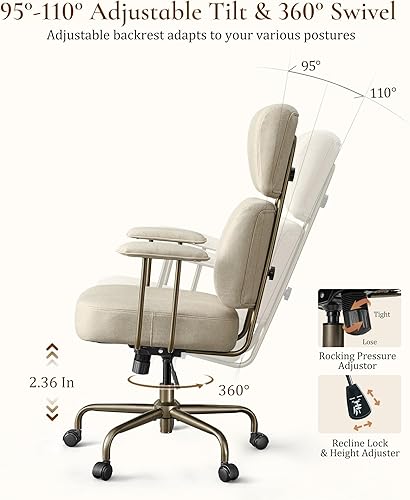 Miniatura 7 de EUREKA ERGONOMIC Sillas de escritorio de oficina en casa, silla ergonómica para computadora con respaldo alto, silla de oficina ejecutiva con