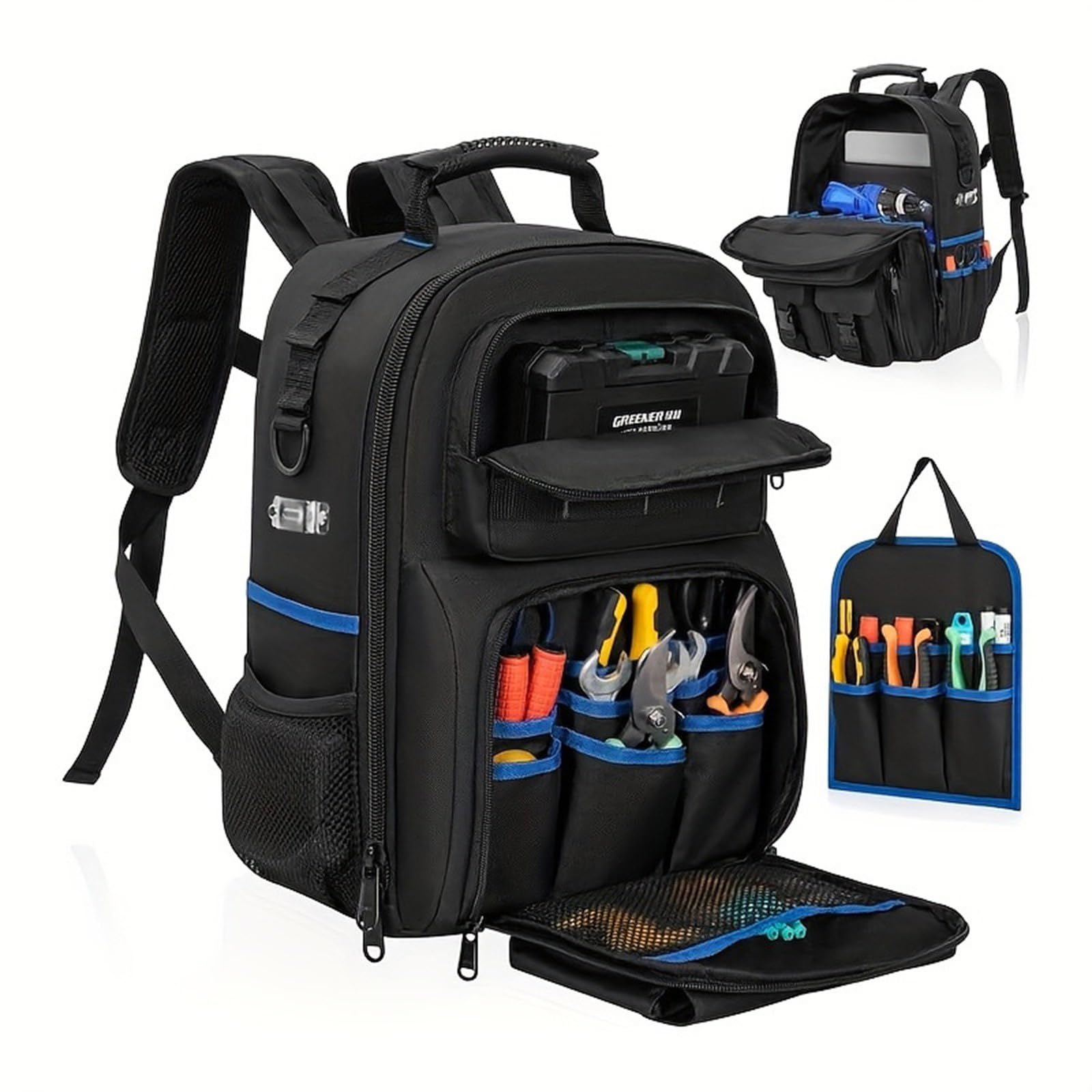 Mochila de tela Oxford, bolsa de herramientas de gran capacidad, para electricistas, fontaneros, exteriores, industriales