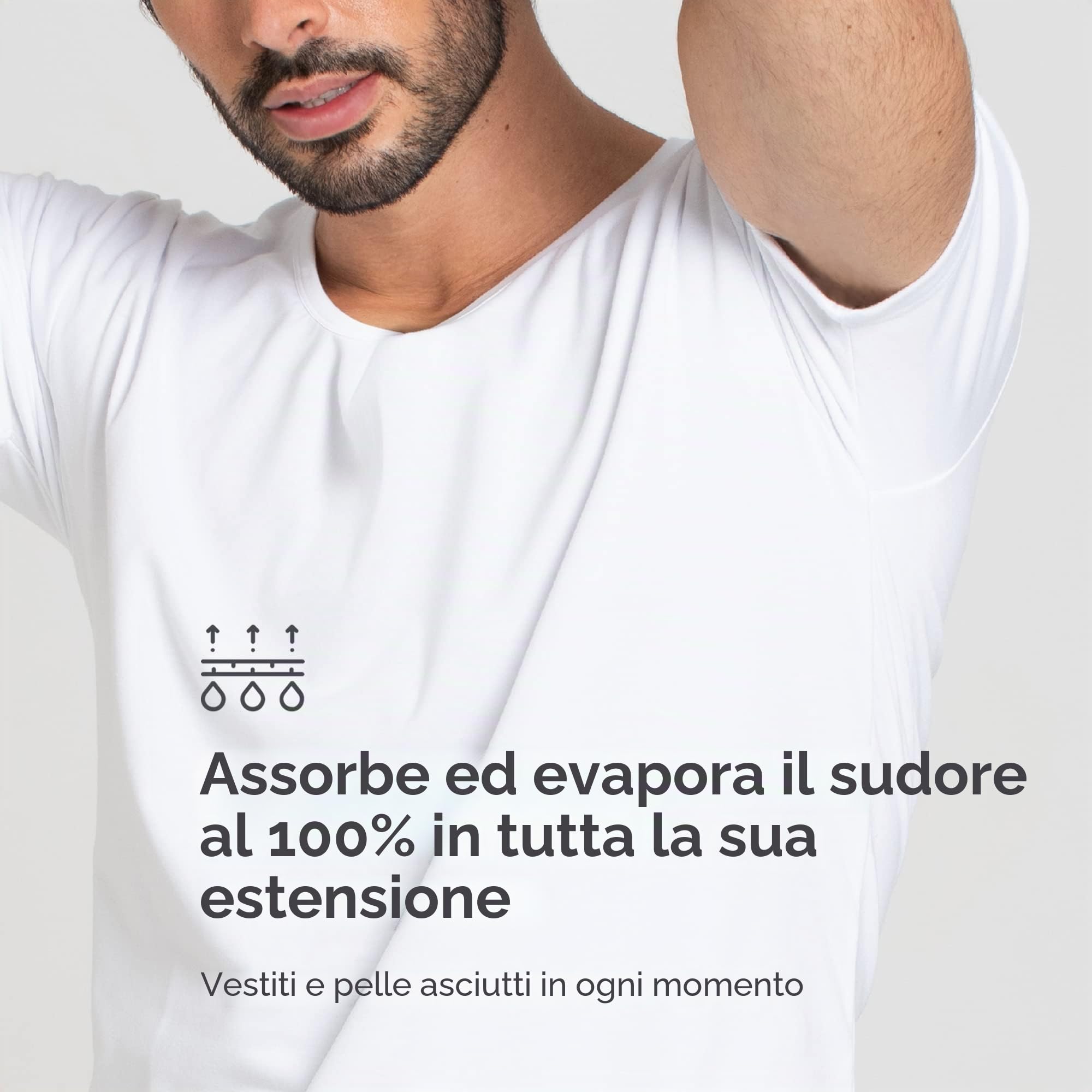 Maglietta a Prova di Sudore Sutran, Assorbe e Fa evaporare Il Sudore, a Prova di Macchia, a Prova di Odore, Anti-Sudore, Anti-Macchia, Anti-Odore, 100% Traspirante